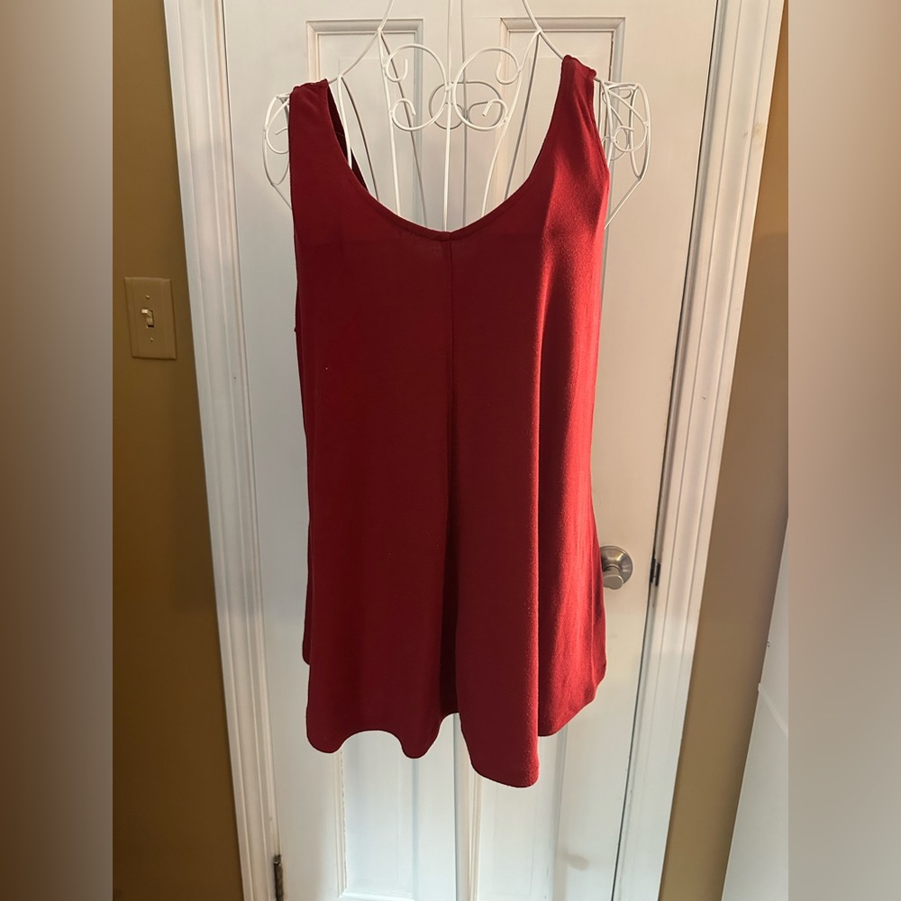Dark Red Women's Scoop V-Neck Tank Top